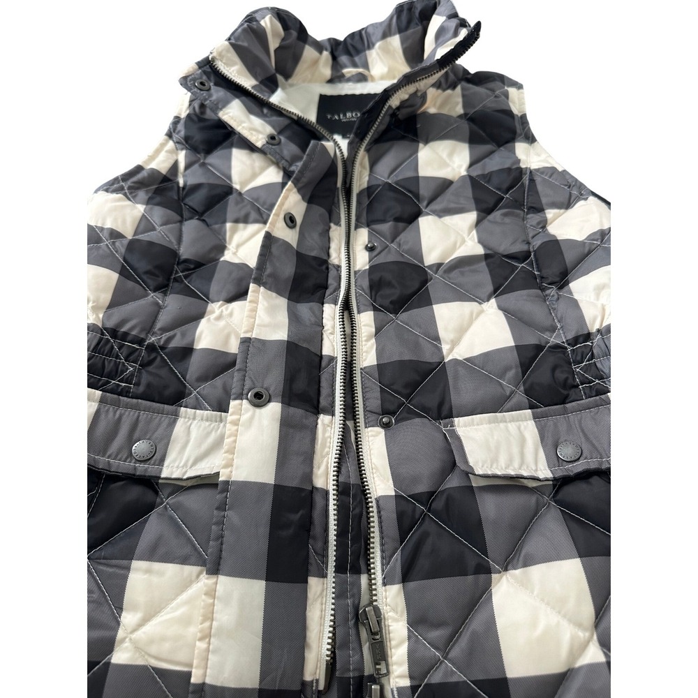 Talbots Petites Buffalo Plaid Quilted Puffer Vest Black White Grey Womens P - Picture 9 of 12